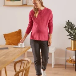 Pull Col Tunisien Grossesse Et Allaitement Fuschia - Vertbaudet