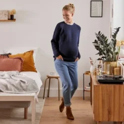 Pull Col Volanté Grossesse Et Allaitement Bleu Marine - Vertbaudet