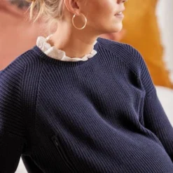 Pull Col Volanté Grossesse Et Allaitement Bleu Marine - Vertbaudet -Vertbaudet shop pull col volante grossesse et allaitement 5