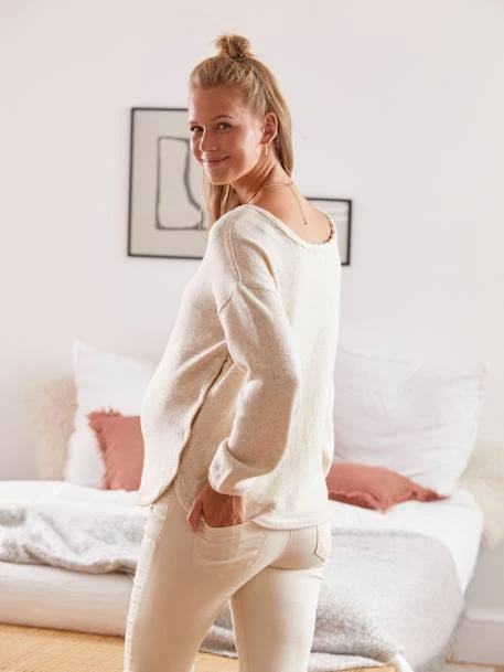 Pull Fendu Côté Grossesse Et Allaitement Gris Chiné - Vertbaudet 3 Pull Fendu Côté Grossesse Et Allaitement Gris Chiné - Vertbaudet – Image 3