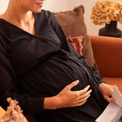 Robe Cache-coeur Grossesse Et Allaitement Noir Fonce Uni - Vertbaudet -Vertbaudet shop robe cache coeur grossesse et allaitement 3