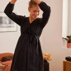 Robe Cache-coeur Grossesse Et Allaitement Noir Fonce Uni - Vertbaudet -Vertbaudet shop robe cache coeur grossesse et allaitement 5