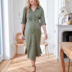 Robe-chemise Longue Gaze De Coton Grossesse Et Allaitement Olive - Vertbaudet 11 Robe-chemise Longue Gaze De Coton Grossesse Et Allaitement Olive - Vertbaudet -Vertbaudet shop robe chemise longue gaze de coton grossesse et allaitement 5