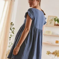 Robe Courte En Gaze De Coton Grossesse Et Allaitement Bleu - Vertbaudet 9 Robe Courte En Gaze De Coton Grossesse Et Allaitement Bleu - Vertbaudet -Vertbaudet shop robe courte en gaze de coton grossesse et allaitement 3
