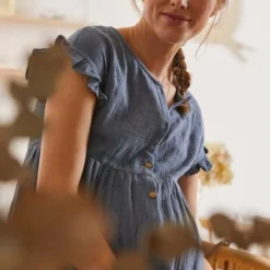 Robe Courte En Gaze De Coton Grossesse Et Allaitement Bleu - Vertbaudet 11 Robe Courte En Gaze De Coton Grossesse Et Allaitement Bleu - Vertbaudet -Vertbaudet shop robe courte en gaze de coton grossesse et allaitement 5