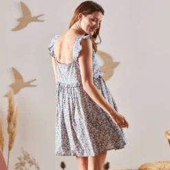 Robe Courte Voile De Coton Grossesse Et Allaitement Vert Imprimé - Vertbaudet -Vertbaudet shop robe courte voile de coton grossesse et allaitement 2