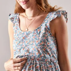 Robe Courte Voile De Coton Grossesse Et Allaitement Vert Imprimé - Vertbaudet -Vertbaudet shop robe courte voile de coton grossesse et allaitement 4