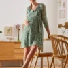 Robe En Crêpe Imprimé Grossesse Et Allaitement Kaki Aop - Vertbaudet
