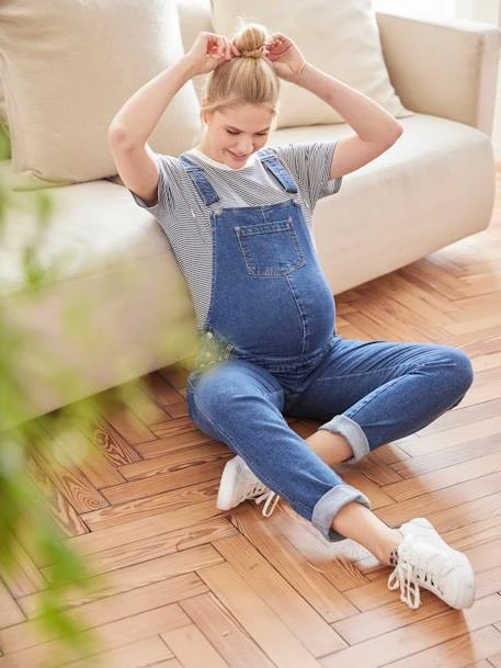 Salopette En Jean Coupe Mom Grossesse Et Allaitement Denim Brut - Vertbaudet 2 Salopette En Jean Coupe Mom Grossesse Et Allaitement Denim Brut - Vertbaudet – Image 2