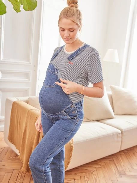 Salopette En Jean Coupe Mom Grossesse Et Allaitement Denim Brut - Vertbaudet 4 Salopette En Jean Coupe Mom Grossesse Et Allaitement Denim Brut - Vertbaudet – Image 4