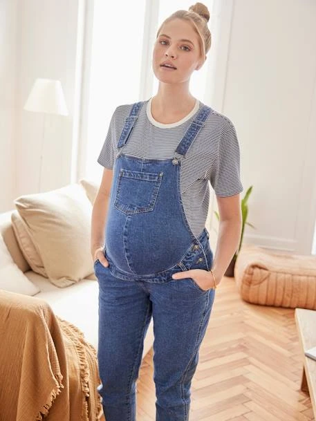 Salopette En Jean Coupe Mom Grossesse Et Allaitement Denim Brut - Vertbaudet 5 Salopette En Jean Coupe Mom Grossesse Et Allaitement Denim Brut - Vertbaudet – Image 5