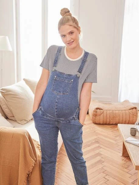 Salopette En Jean Coupe Mom Grossesse Et Allaitement Denim Brut - Vertbaudet 6 Salopette En Jean Coupe Mom Grossesse Et Allaitement Denim Brut - Vertbaudet – Image 6