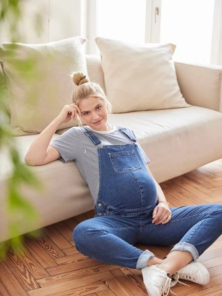 Salopette En Jean Coupe Mom Grossesse Et Allaitement Denim Brut - Vertbaudet 1 Salopette En Jean Coupe Mom Grossesse Et Allaitement Denim Brut - Vertbaudet