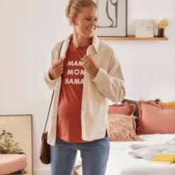 Surchemise En Velours Côtelé Grossesse Et Allaitement Ecru - Vertbaudet