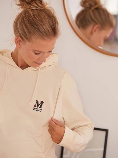 Sweat Molleton à Capuche Grossesse Et Allaitement Ecru - Vertbaudet 4 Sweat Molleton à Capuche Grossesse Et Allaitement Ecru - Vertbaudet – Image 4