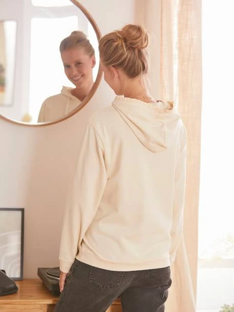 Sweat Molleton à Capuche Grossesse Et Allaitement Ecru - Vertbaudet 5 Sweat Molleton à Capuche Grossesse Et Allaitement Ecru - Vertbaudet – Image 5