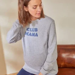 Sweat Molleton à Message Grossesse Et Allaitement Gris Chiné - Vertbaudet -Vertbaudet shop sweat molleton a message grossesse et allaitement 8