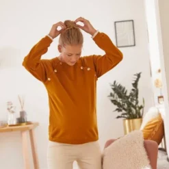 Sweat Molleton Grossesse Et Allaitement Camel - Vertbaudet -Vertbaudet shop sweat molleton grossesse et allaitement 3