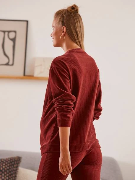 Sweat Velours Côtelé Grossesse Et Allaitement Rouille - Vertbaudet 4 Sweat Velours Côtelé Grossesse Et Allaitement Rouille - Vertbaudet – Image 4