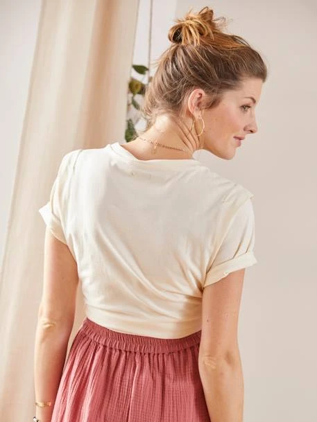 T-shirt à Message Grossesse Et Allaitement En Coton Beige - Vertbaudet 3 T-shirt à Message Grossesse Et Allaitement En Coton Beige - Vertbaudet – Image 3