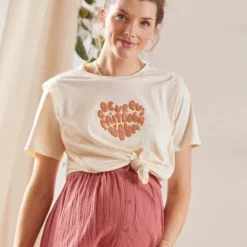T-shirt à Message Grossesse Et Allaitement En Coton Beige - Vertbaudet