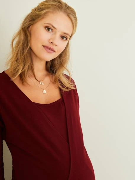 T-shirt Croisé Grossesse Et Allaitement Bordeaux - Vertbaudet 2 T-shirt Croisé Grossesse Et Allaitement Bordeaux - Vertbaudet – Image 2