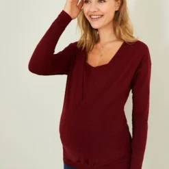 T-shirt Croisé Grossesse Et Allaitement Bordeaux - Vertbaudet