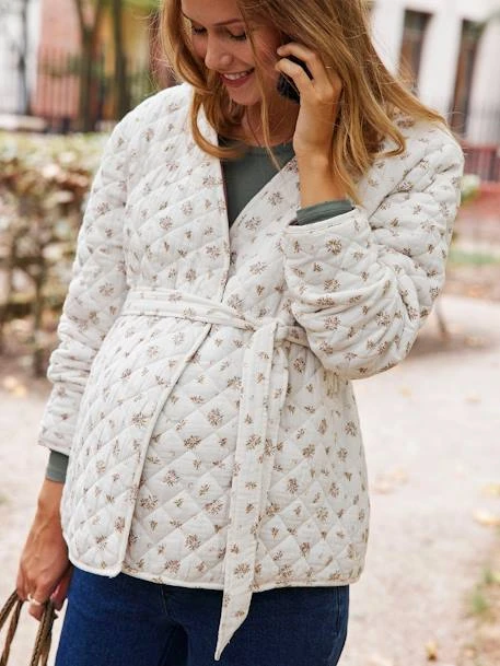 Veste Matelassée Gaze De Coton Grossesse Et Allaitement Rose Imprimé - Vertbaudet 5 Veste Matelassée Gaze De Coton Grossesse Et Allaitement Rose Imprimé - Vertbaudet – Image 5