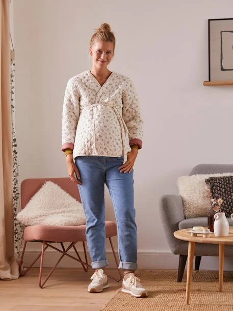 Veste Matelassée Gaze De Coton Grossesse Et Allaitement Rose Imprimé - Vertbaudet 1 Veste Matelassée Gaze De Coton Grossesse Et Allaitement Rose Imprimé - Vertbaudet